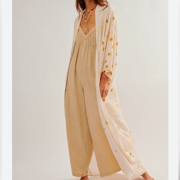NWT $88 FREE PEOPLE Laurel Canyon Kimono in Golden Sand NEW Intimately Free - Picture 4 of 4